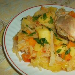 Тушеная капуста с картошкой и курицей рецепт с фото Капуста курица картошка что приготовить